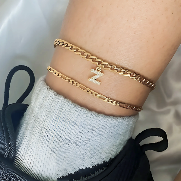 Tiny A-Z Initial Letter Anklets - GlimmaStyle