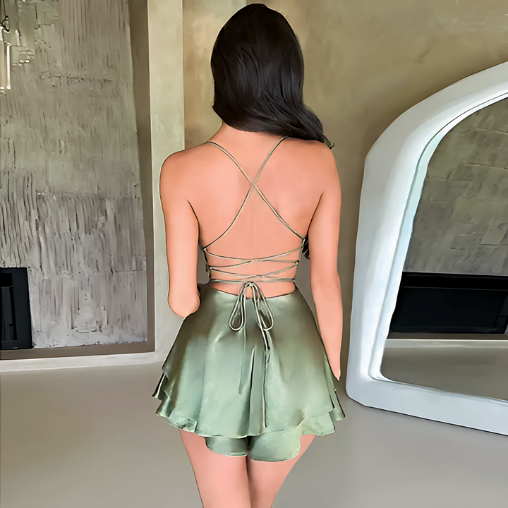 Bizzaro Mini Silk Playsuit - GlimmaStyle