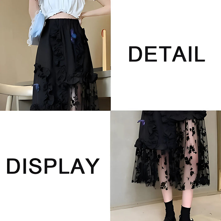 Black Lace Patchwork Skirt - GlimmaStyle