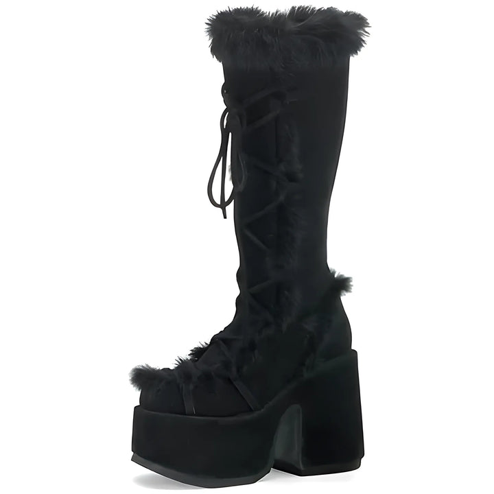 Chunky High Heeled Winter Boots - GlimmaStyle