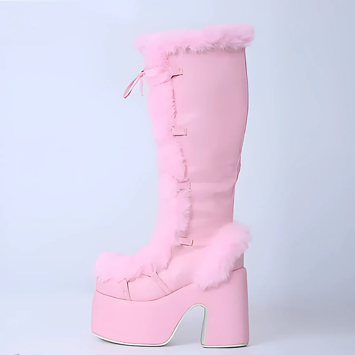 Chunky High Heeled Winter Boots - GlimmaStyle