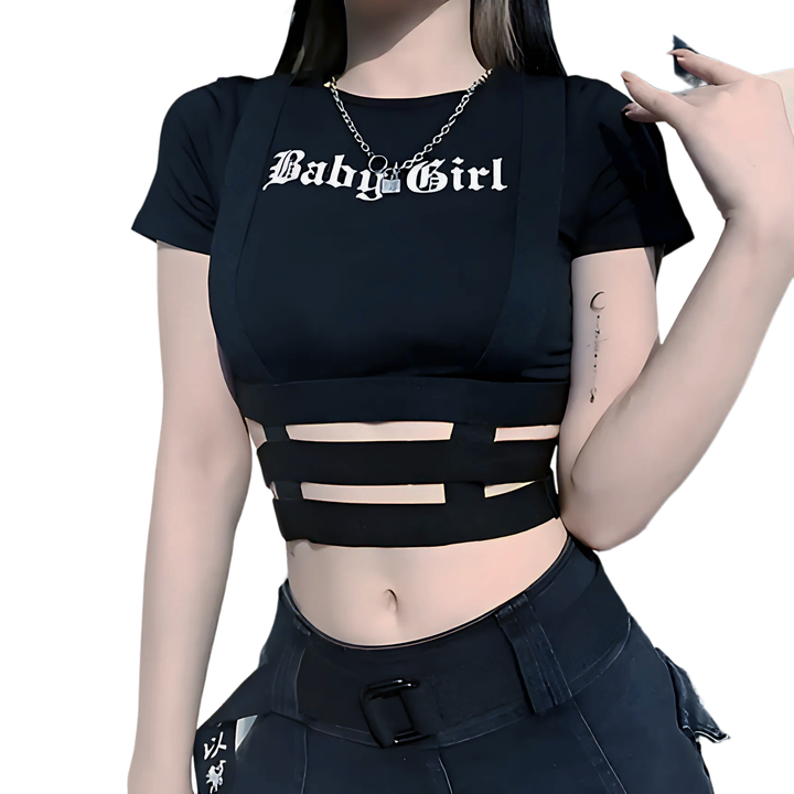 Crop Top O-Neck T-shirt - GlimmaStyle