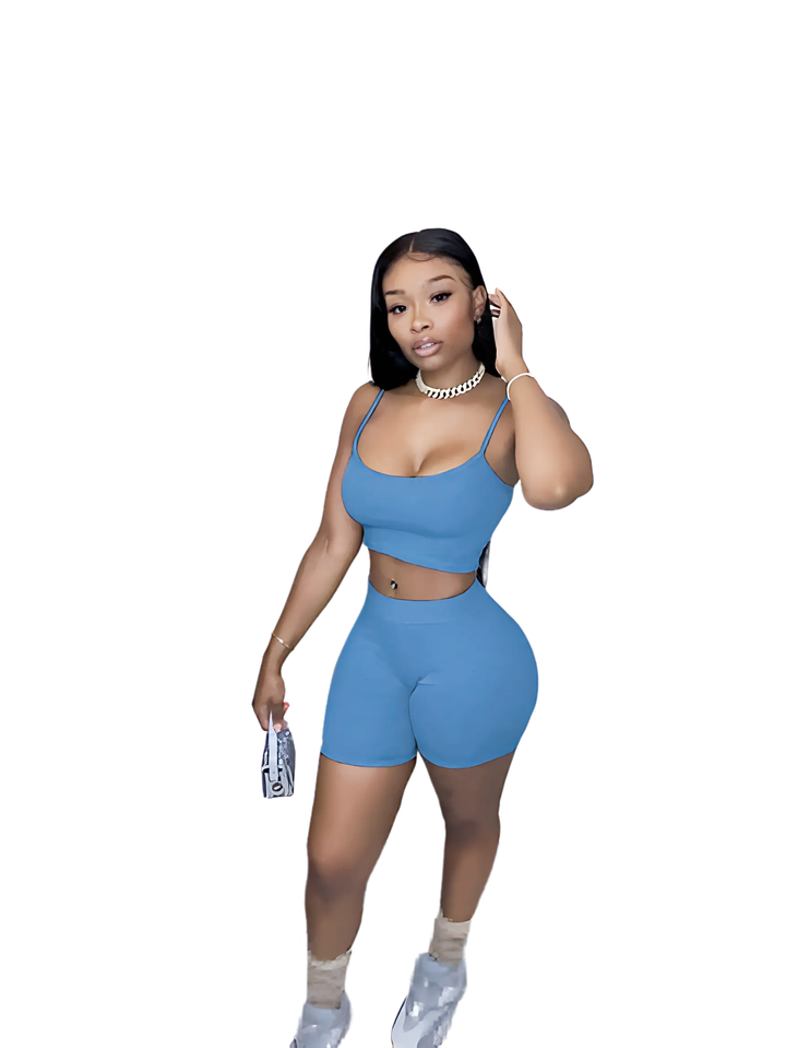 Crop Top Shorts Two Piece Set - GlimmaStyle