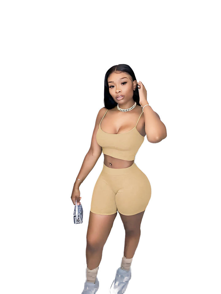 Crop Top Shorts Two Piece Set - GlimmaStyle