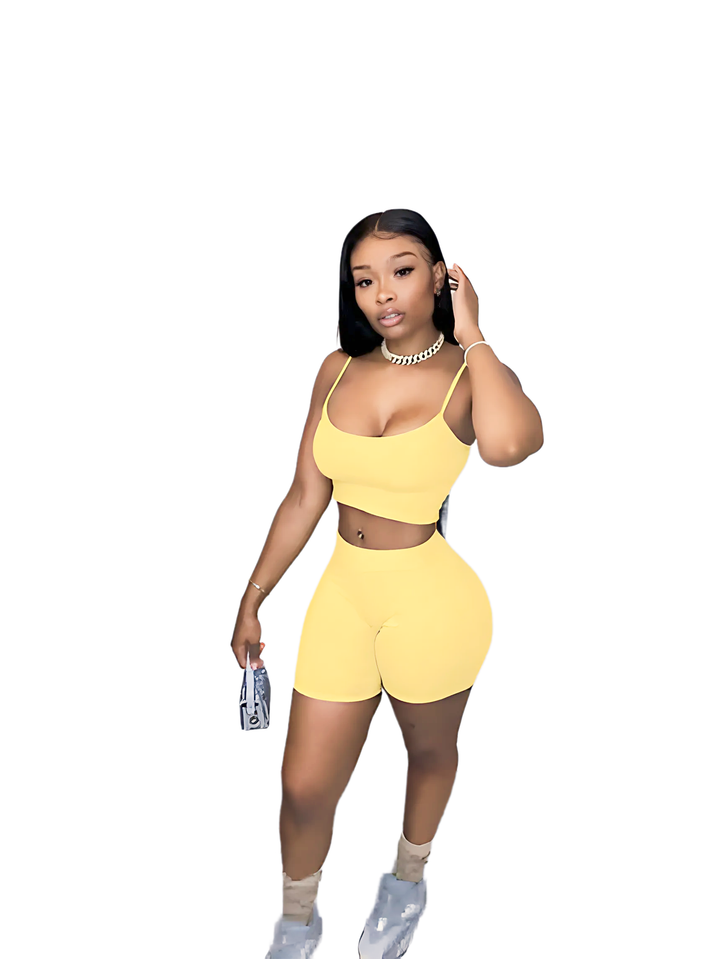 Crop Top Shorts Two Piece Set - GlimmaStyle