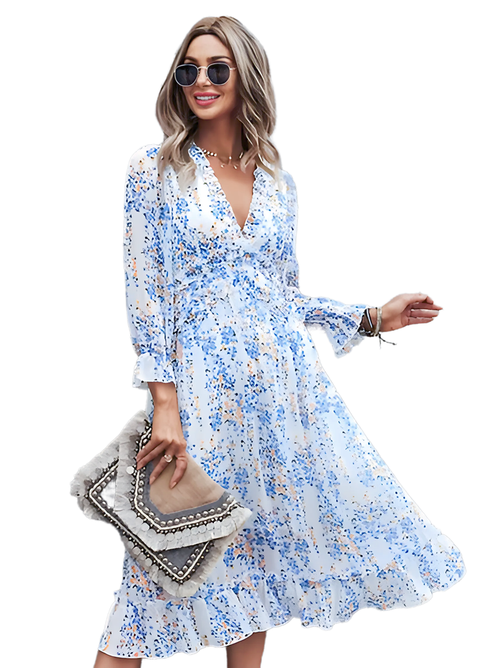 Fashion Long Sleeve Midi Dress - GlimmaStyle