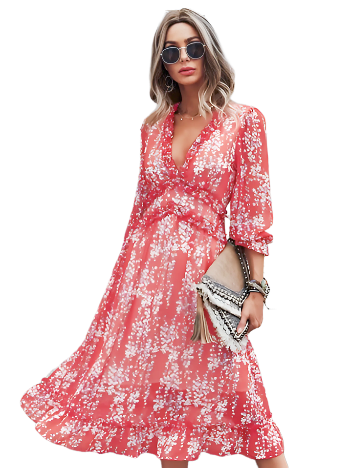 Fashion Long Sleeve Midi Dress - GlimmaStyle