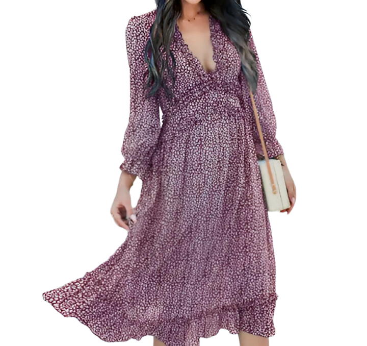 Fashion Long Sleeve Midi Dress - GlimmaStyle