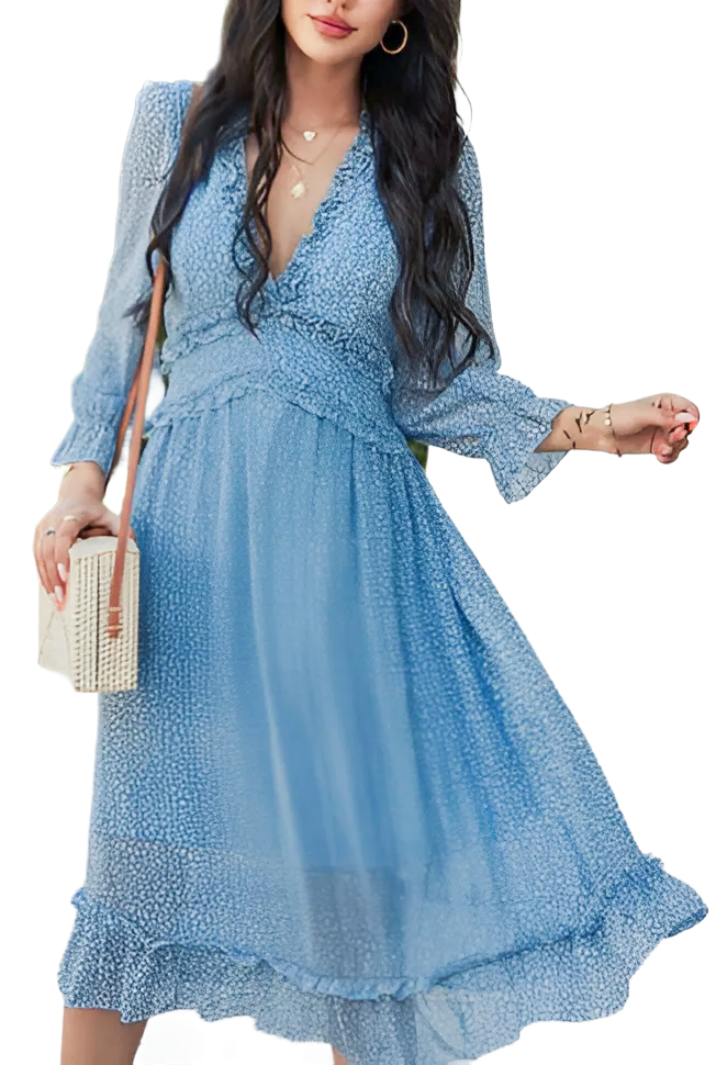 Fashion Long Sleeve Midi Dress - GlimmaStyle