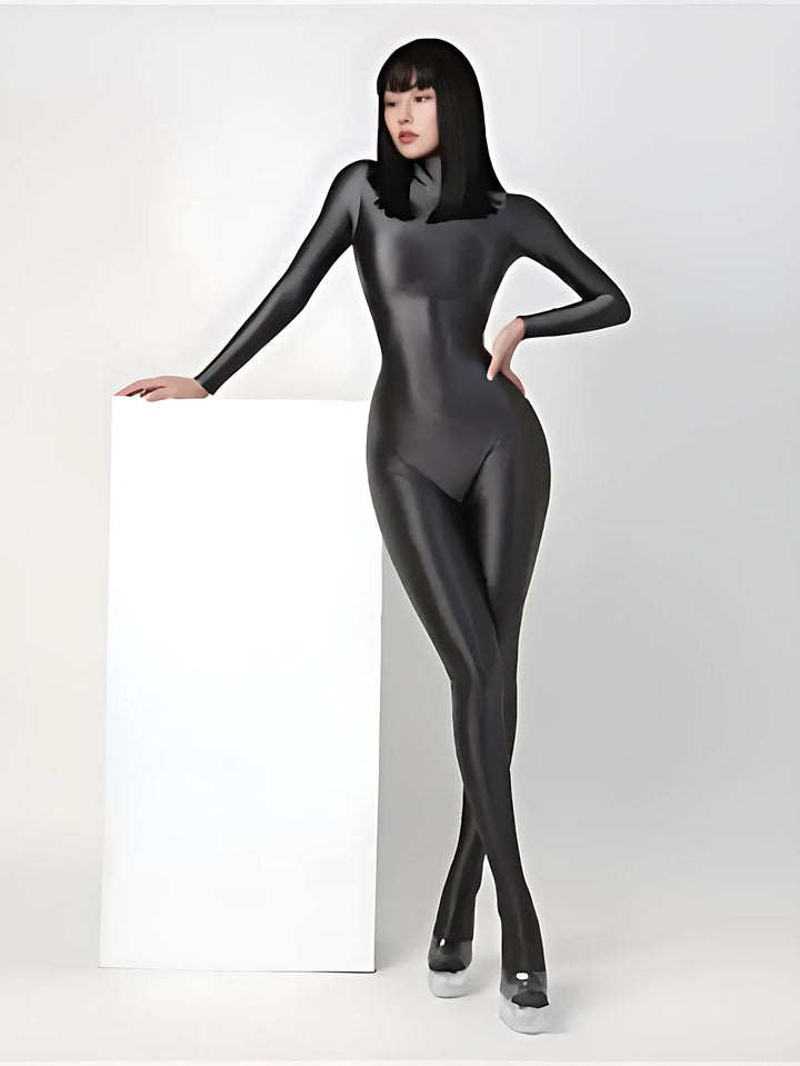 Glossy Elastic One-Piece  Jumpsuit - GlimmaStyle