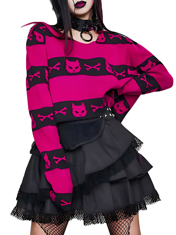 Gothic Harajuku Print Sweater - GlimmaStyle