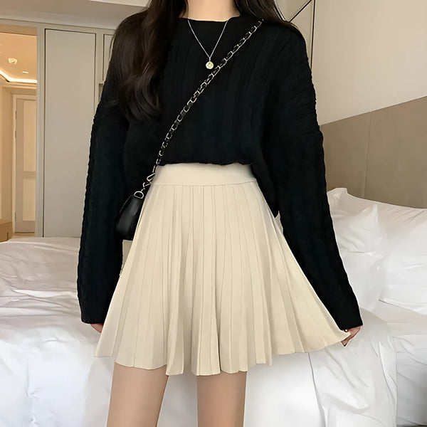 High Waist Knitted Mini Skirt for Women - GlimmaStyle