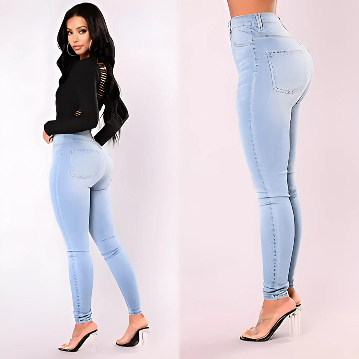 High-Waist Skinny Denim Jeans - GlimmaStyle