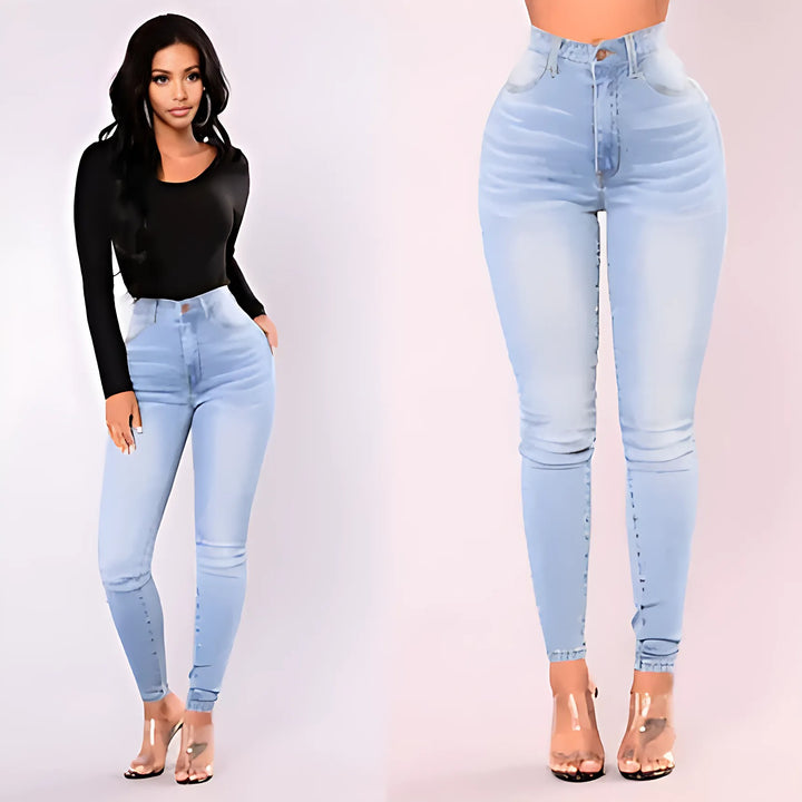 High-Waist Skinny Denim Jeans - GlimmaStyle