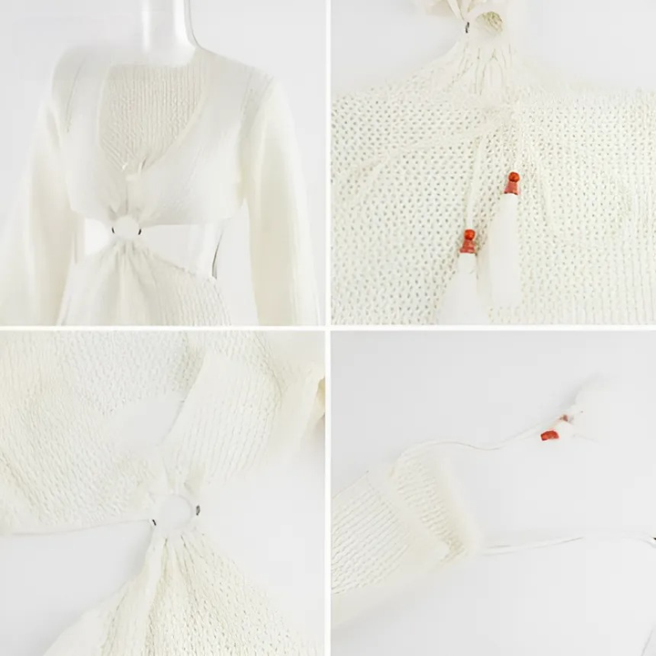 Knitted V Neck Dress - GlimmaStyle