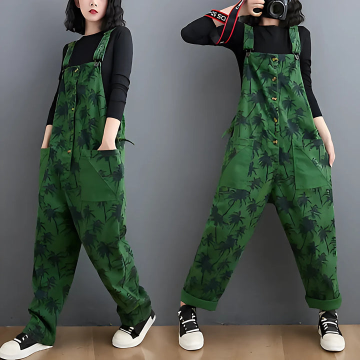 Korean Straight Green Jumpsuit - GlimmaStyle