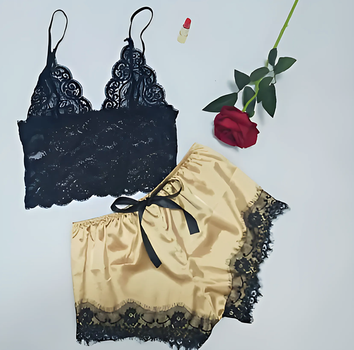 Lace Satin Sleepwear Set - GlimmaStyle