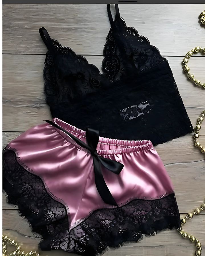 Lace Satin Sleepwear Set - GlimmaStyle