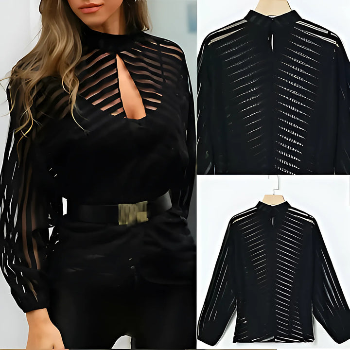 Mesh Net Long Sleeve Blouse - GlimmaStyle