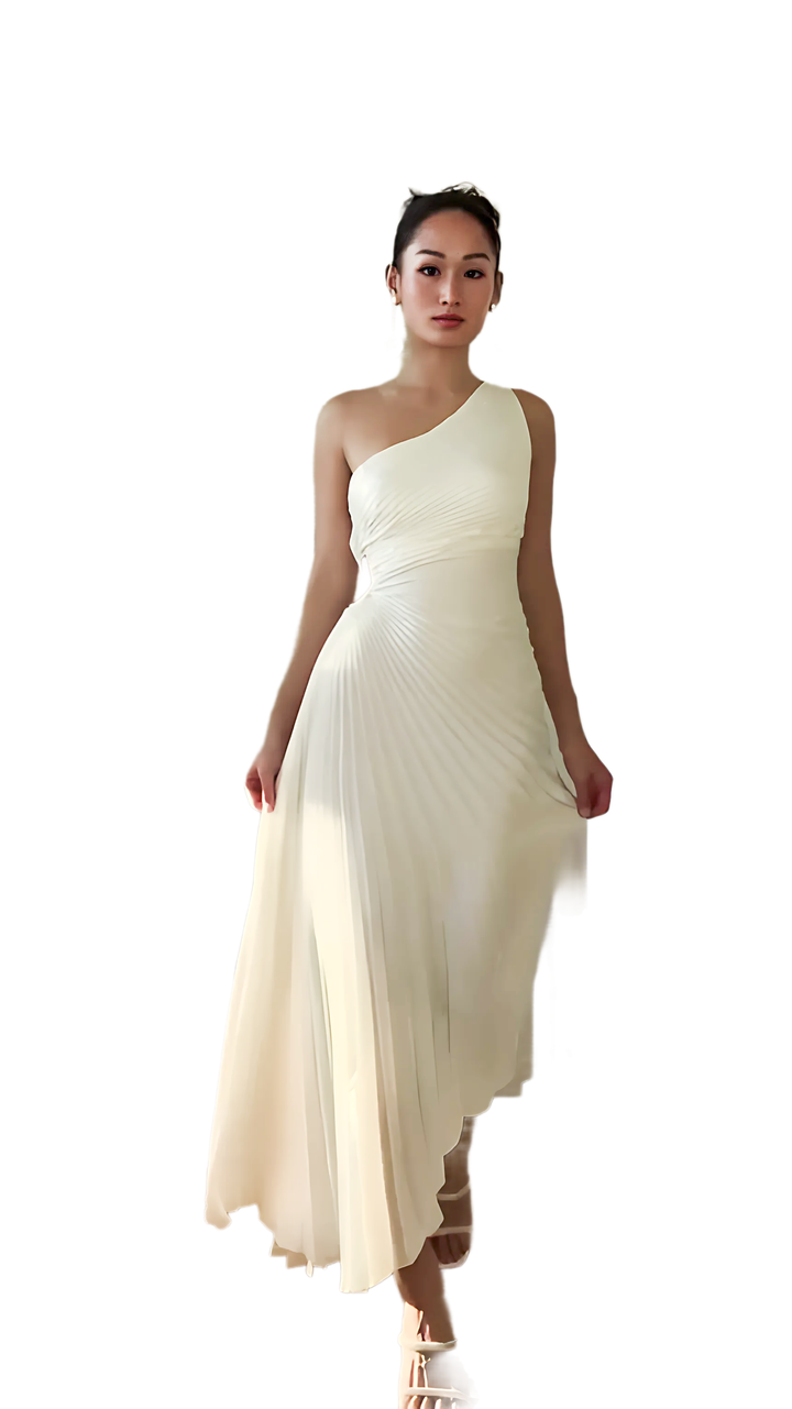 One Shoulder Pleated Maxi Dress - GlimmaStyle