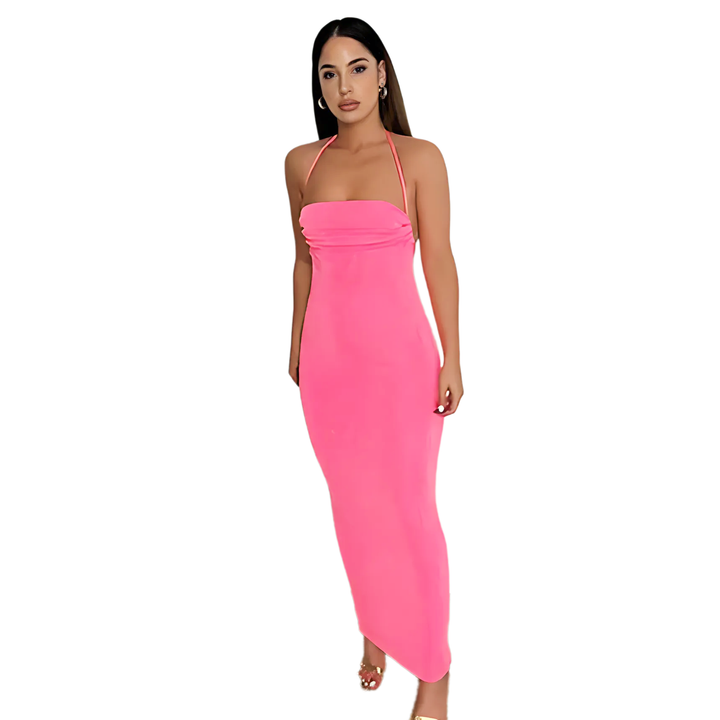 Open Back Slim Cami Strap Long Dresses - GlimmaStyle