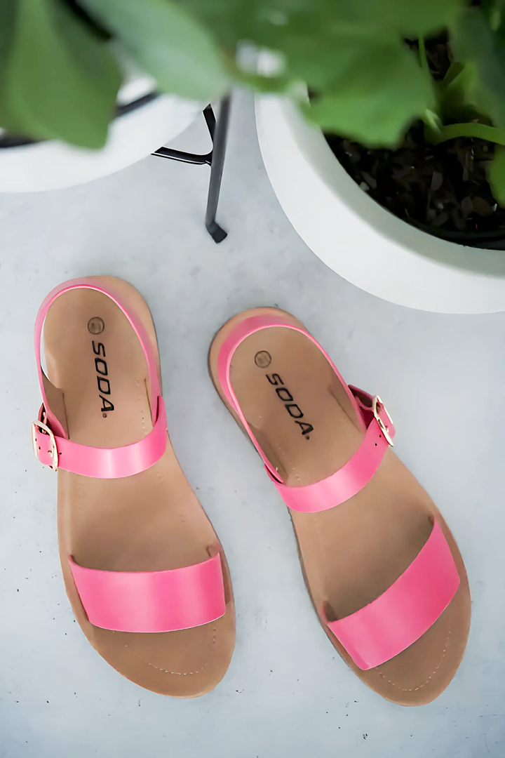 Pink Buckle Sandals - GlimmaStyle