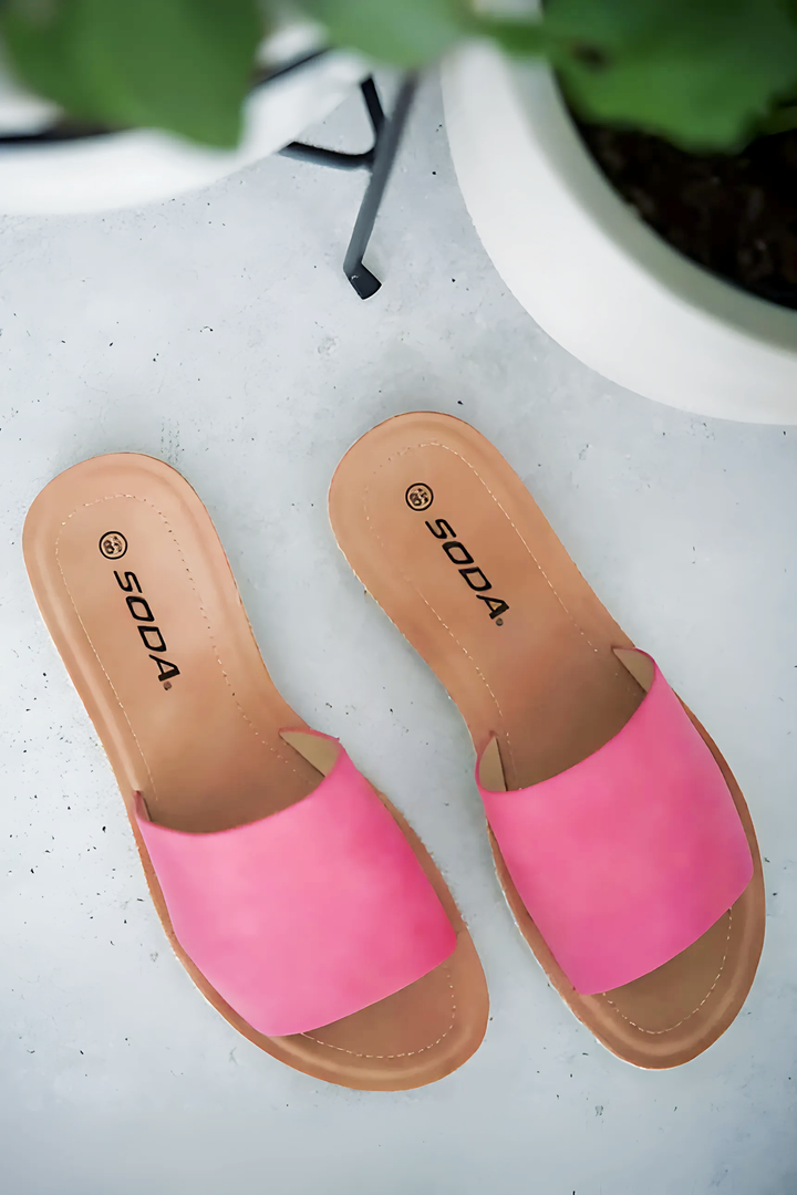 Pink Casual Slide Sandals - GlimmaStyle