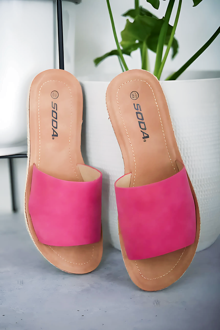 Pink Casual Slide Sandals - GlimmaStyle