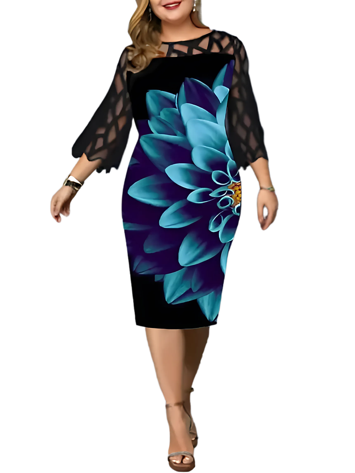 Plus Size Elegant Print Pencil Dress - GlimmaStyle