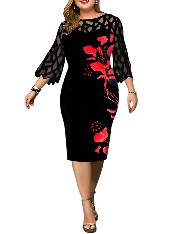 Plus Size Elegant Print Pencil Dress - GlimmaStyle