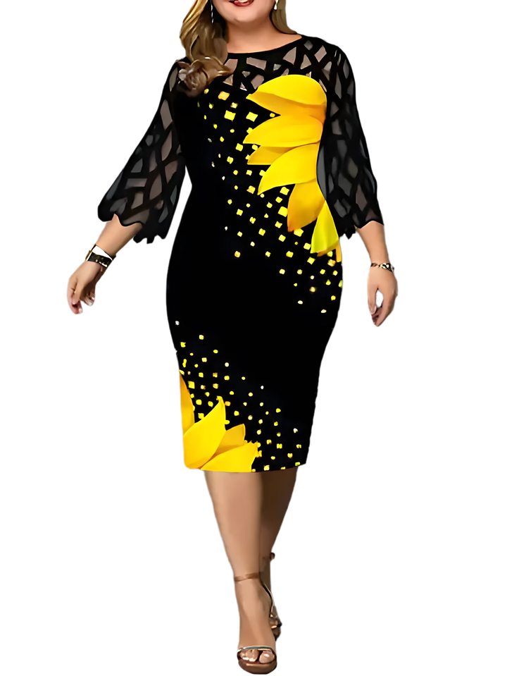 Plus Size Elegant Print Pencil Dress - GlimmaStyle