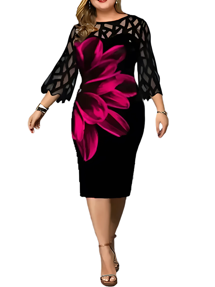 Plus Size Elegant Print Pencil Dress - GlimmaStyle