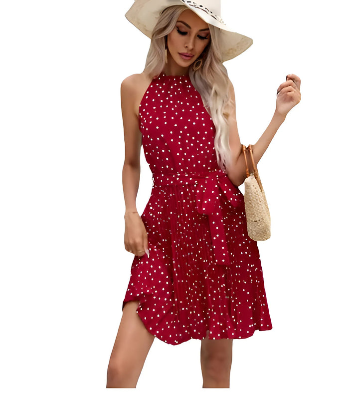 Red Polka Dot Long Dress - GlimmaStyle