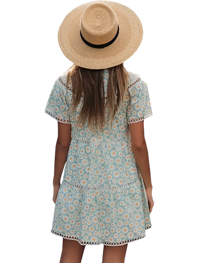 Short Sleeve Summer Floral Dress - GlimmaStyle