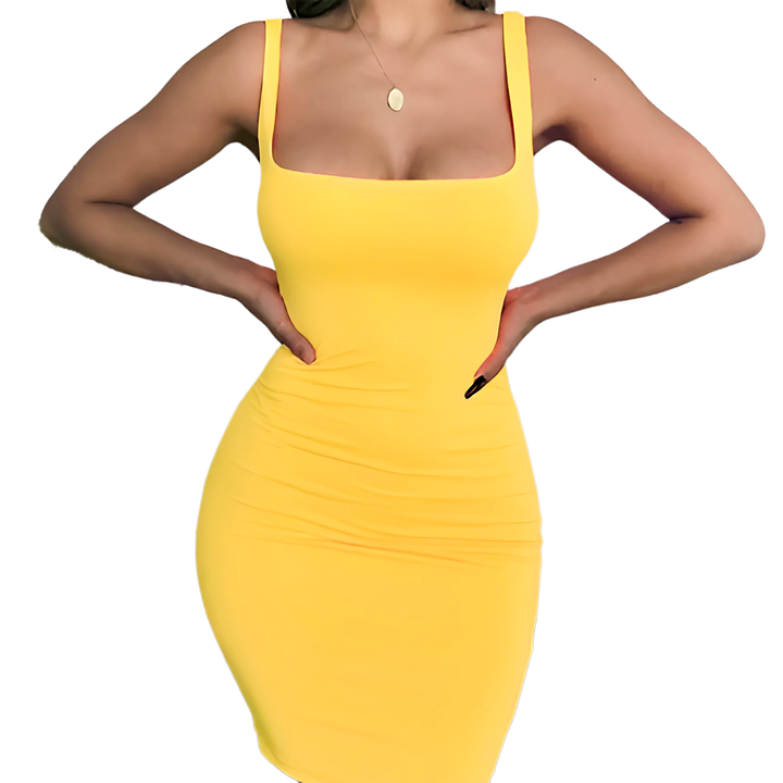 Square Neck Sleeveless Bodycon Mini Dress - GlimmaStyle