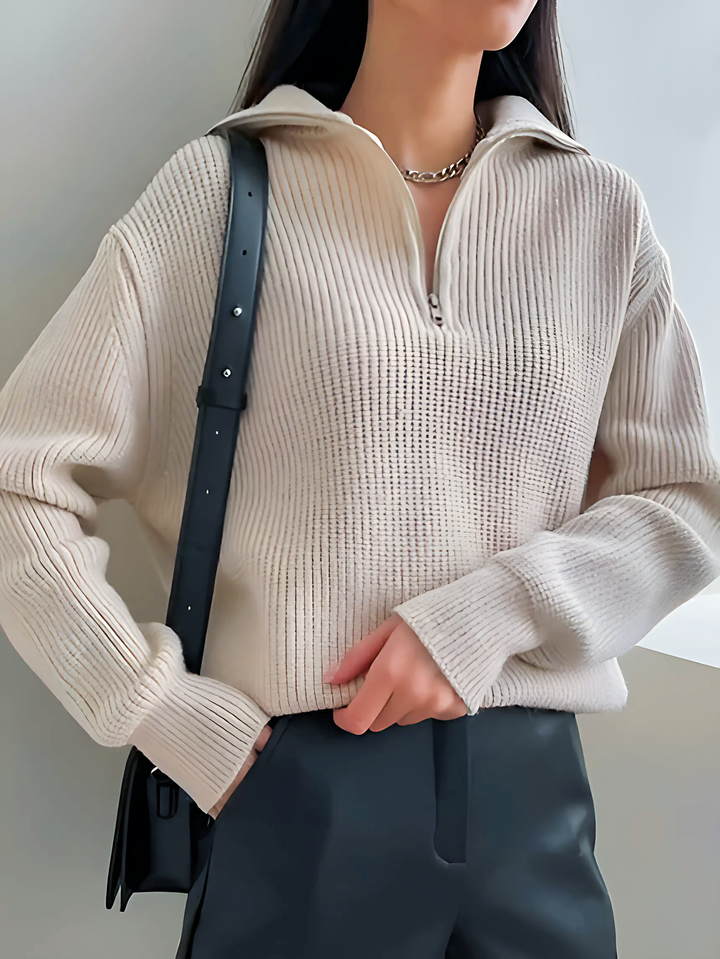 Turtleneck Zipper Sweater - GlimmaStyle