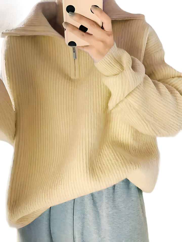 Turtleneck Zipper Sweater - GlimmaStyle