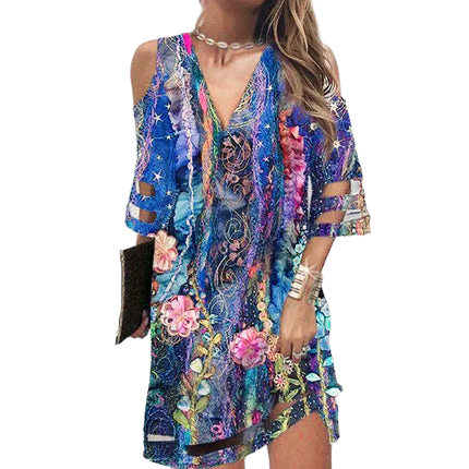 V Neck Summer Tie Dye Dresses - GlimmaStyle