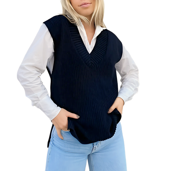 V-neck Knitted Sleeveless Vest - GlimmaStyle