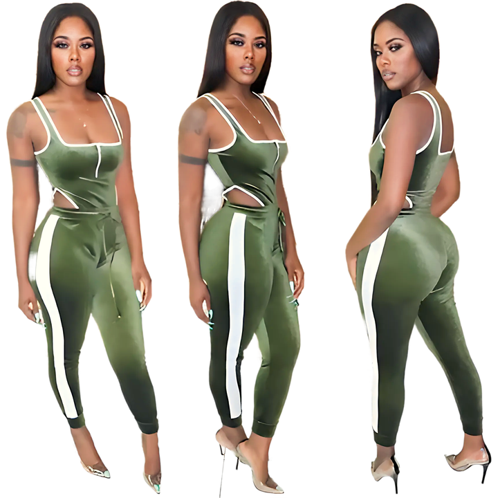 Velvet Bodysuit Pencil Pants Set - GlimmaStyle