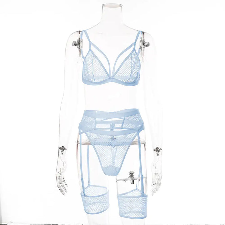 Sexy Five-Piece Set with Garter Holder - GlimmaStyle