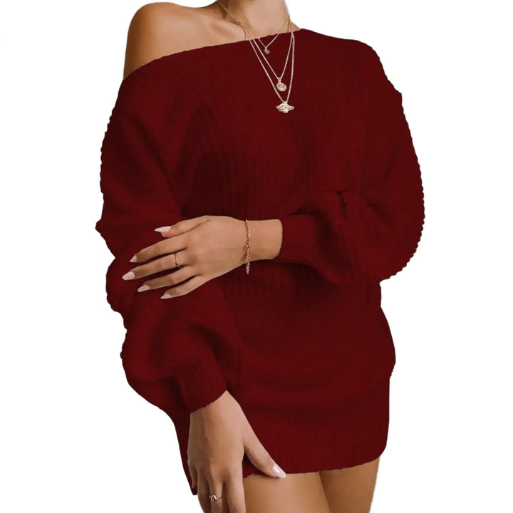 Off-Shoulder Women's Knitted Sweater Dress - GlimmaStyle