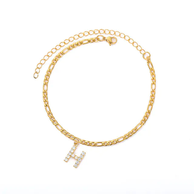 Tiny A-Z Initial Letter Anklets - GlimmaStyle