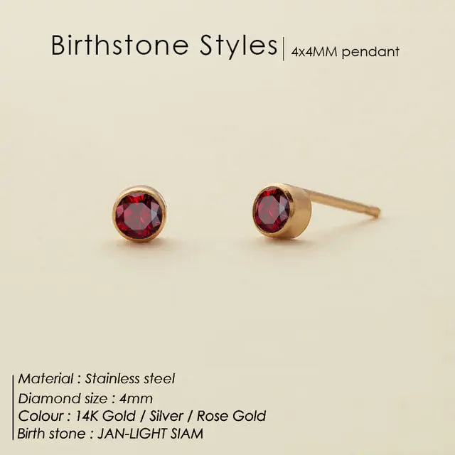 Stainless Steel Birthstone Earrings - GlimmaStyle