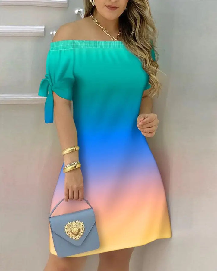 Women Off Shoulder Summer Mini Dress - GlimmaStyle