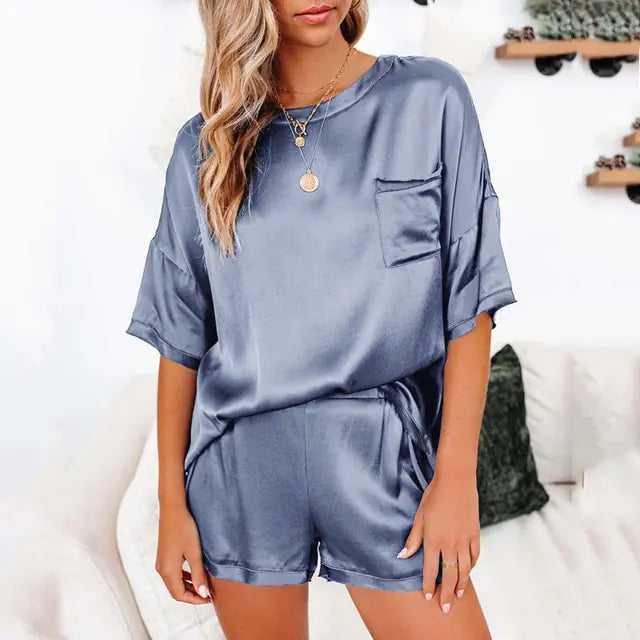 Summer Satin Pajamas Set Women - GlimmaStyle