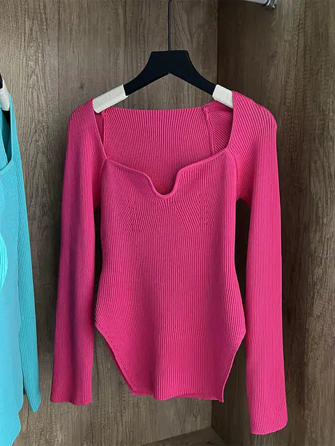 Woman's Long Sleeve Knitted Pullover - GlimmaStyle