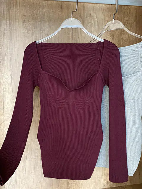 Woman's Long Sleeve Knitted Pullover - GlimmaStyle