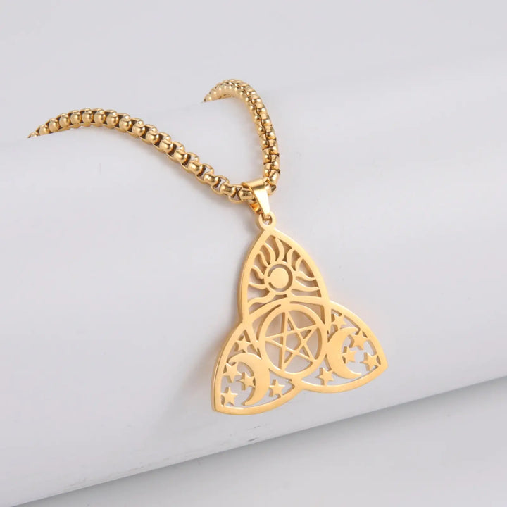 Triquetra Moon Pentagram Necklaces - GlimmaStyle