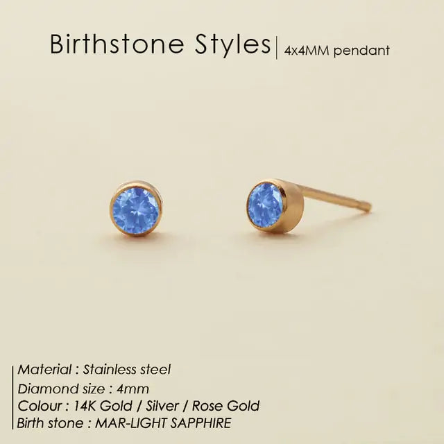 Stainless Steel Birthstone Earrings - GlimmaStyle